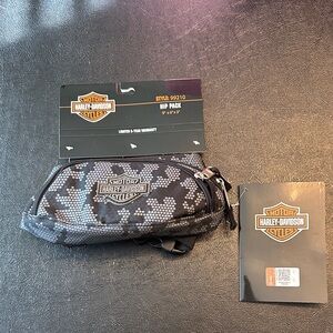 Harley-Davidson Black and Gray Patterned Belt Bag